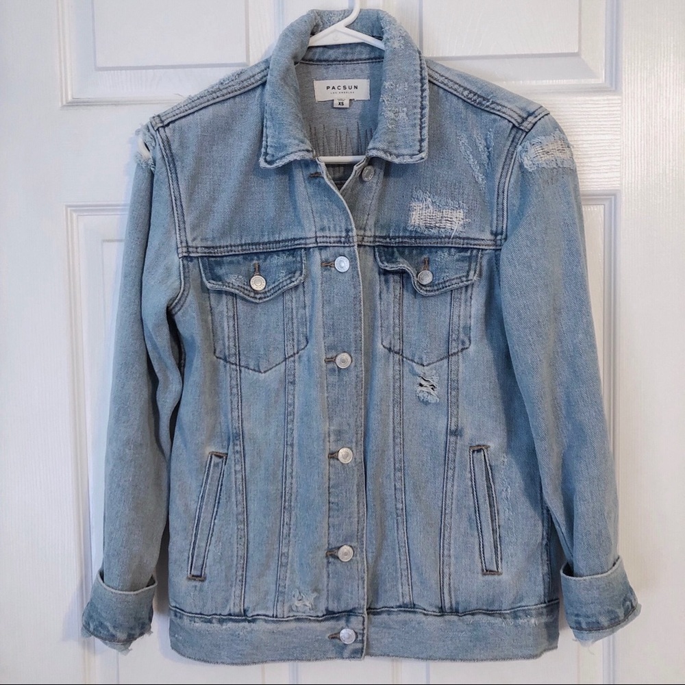 PacSun Distressed Light Wash Denim Jacket